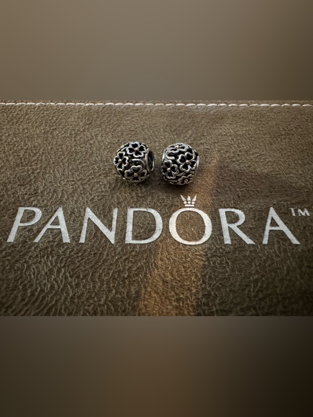 2 Authentic Retired Pandora Evening Floral 
W/14k gold accents